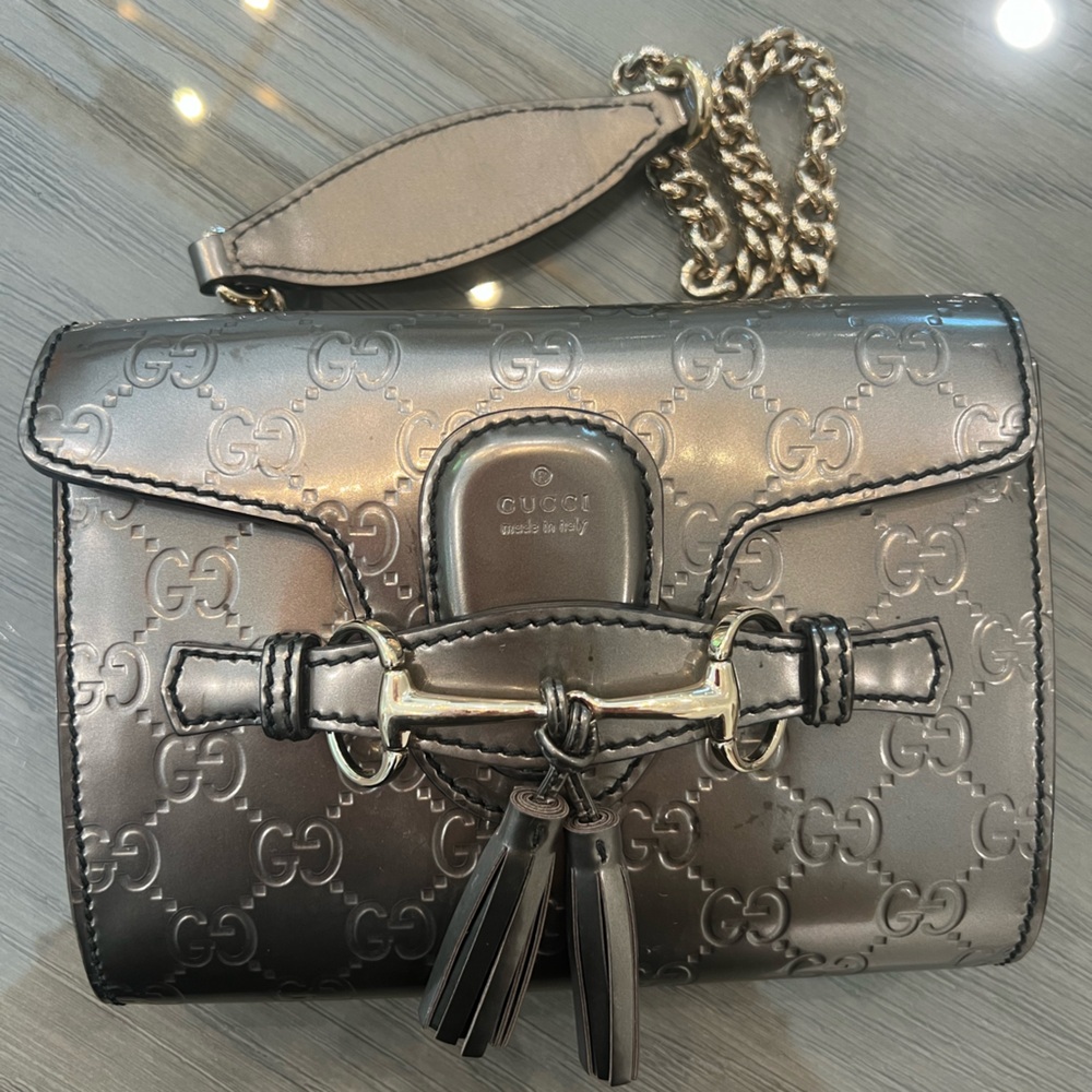 Gucci Shine Guccissima Mini Emily Chain Shoulder Bag Sasso